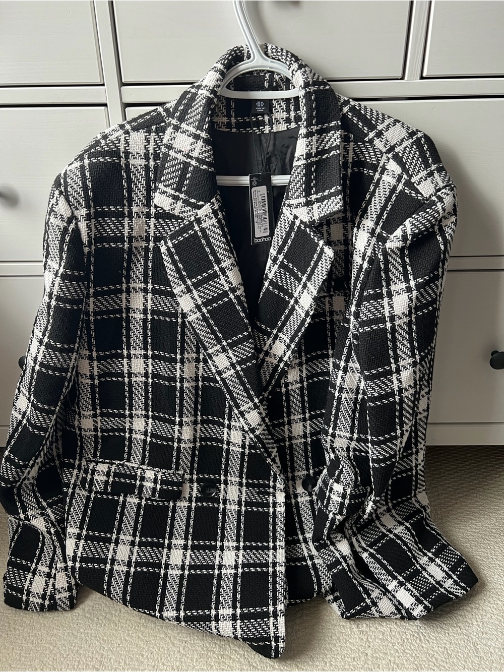 Boohoo Black & White Plaid Tailored Blazer